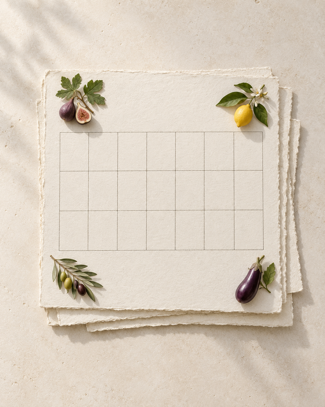 Weekly meal rhythm planner notebook resting beside an uncluttered kitchen counter